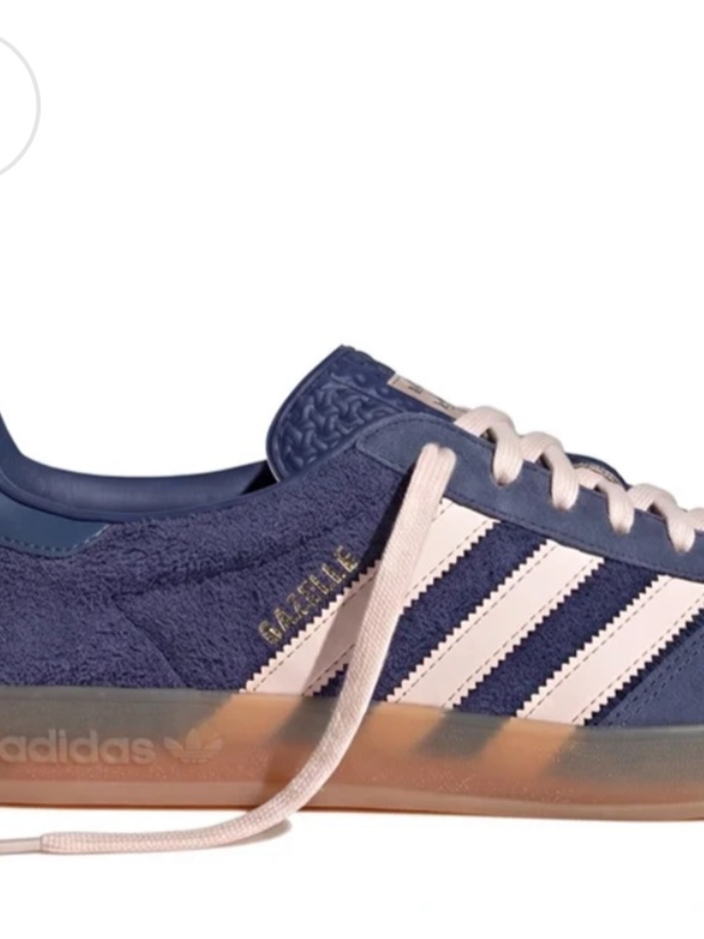 adidas Men’s Gazelle Suede Sneaker in Navy with Pink Stripes